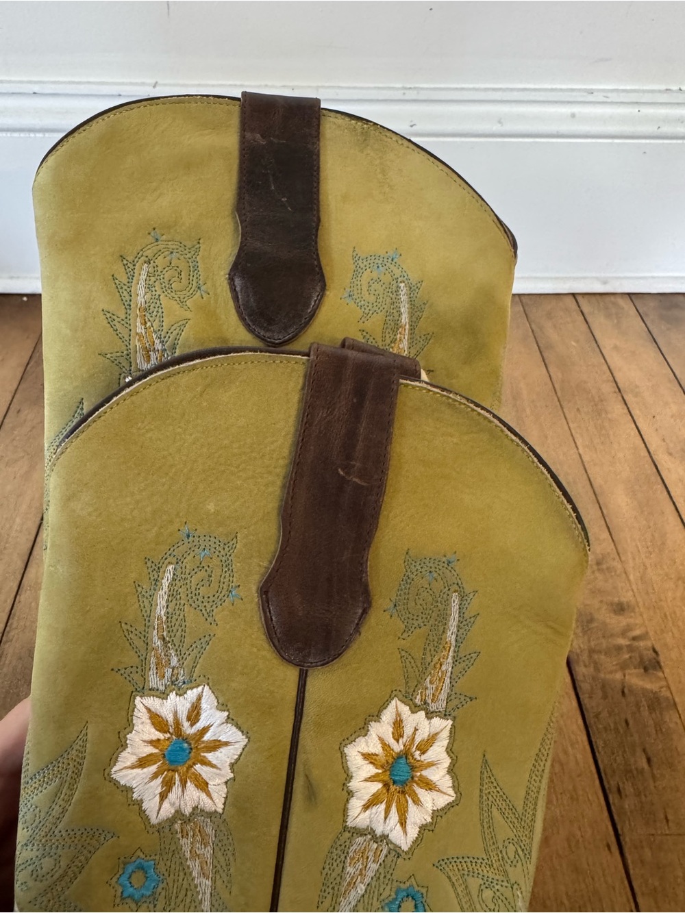 Double H Sonora Buckaroo Boho Floral Embroidered Suede Western Cowboy Boots - Picture 7 of 11